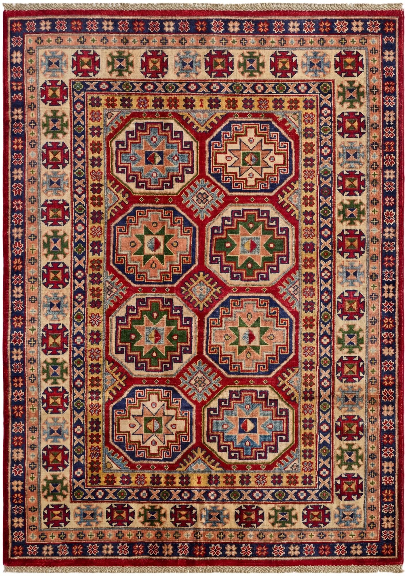 4' 2 x 5' 10 Hand Knotted Kazak Rug