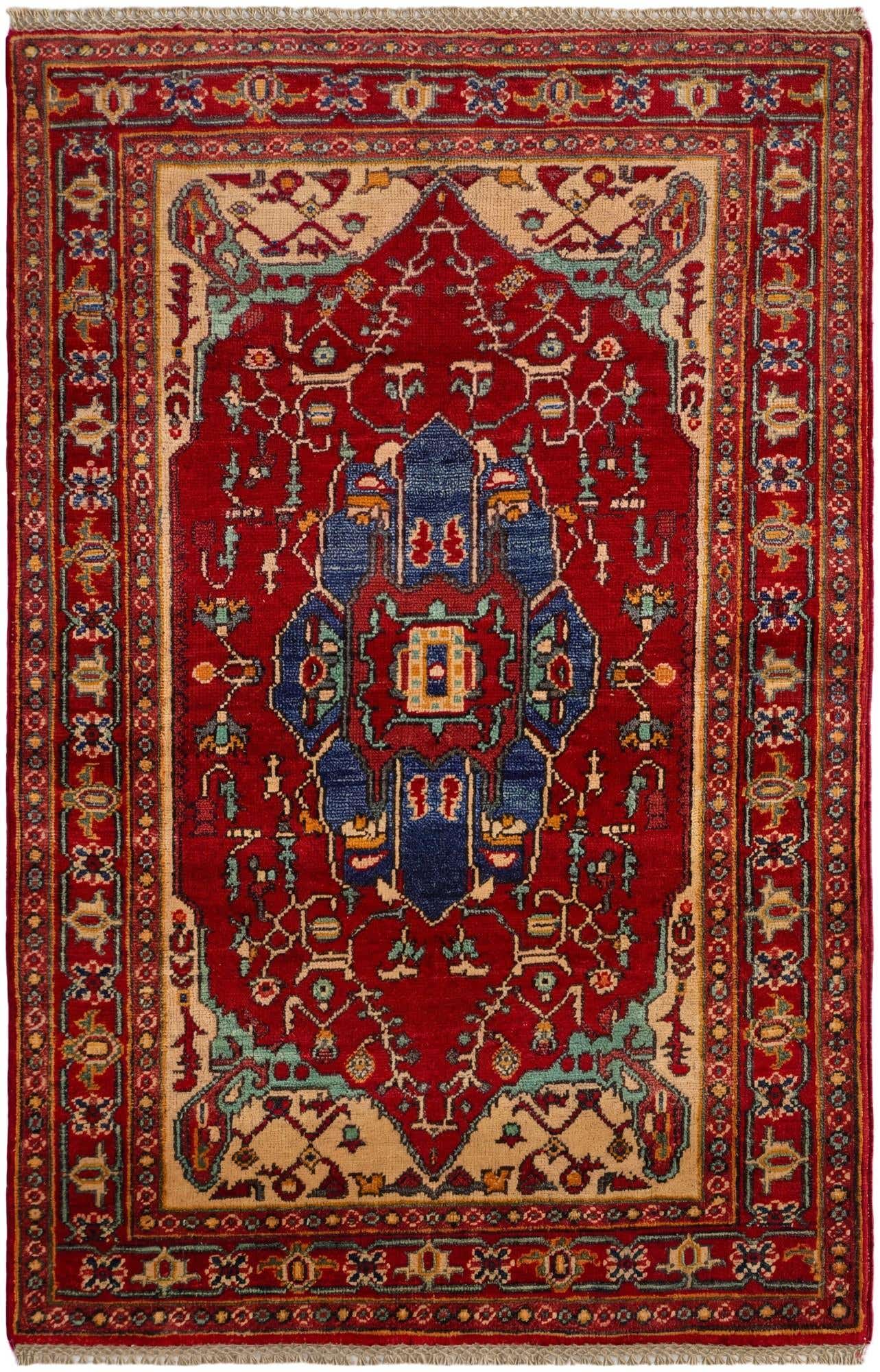 3' 2 x 4' 10 Hand Knotted Kazak Rug