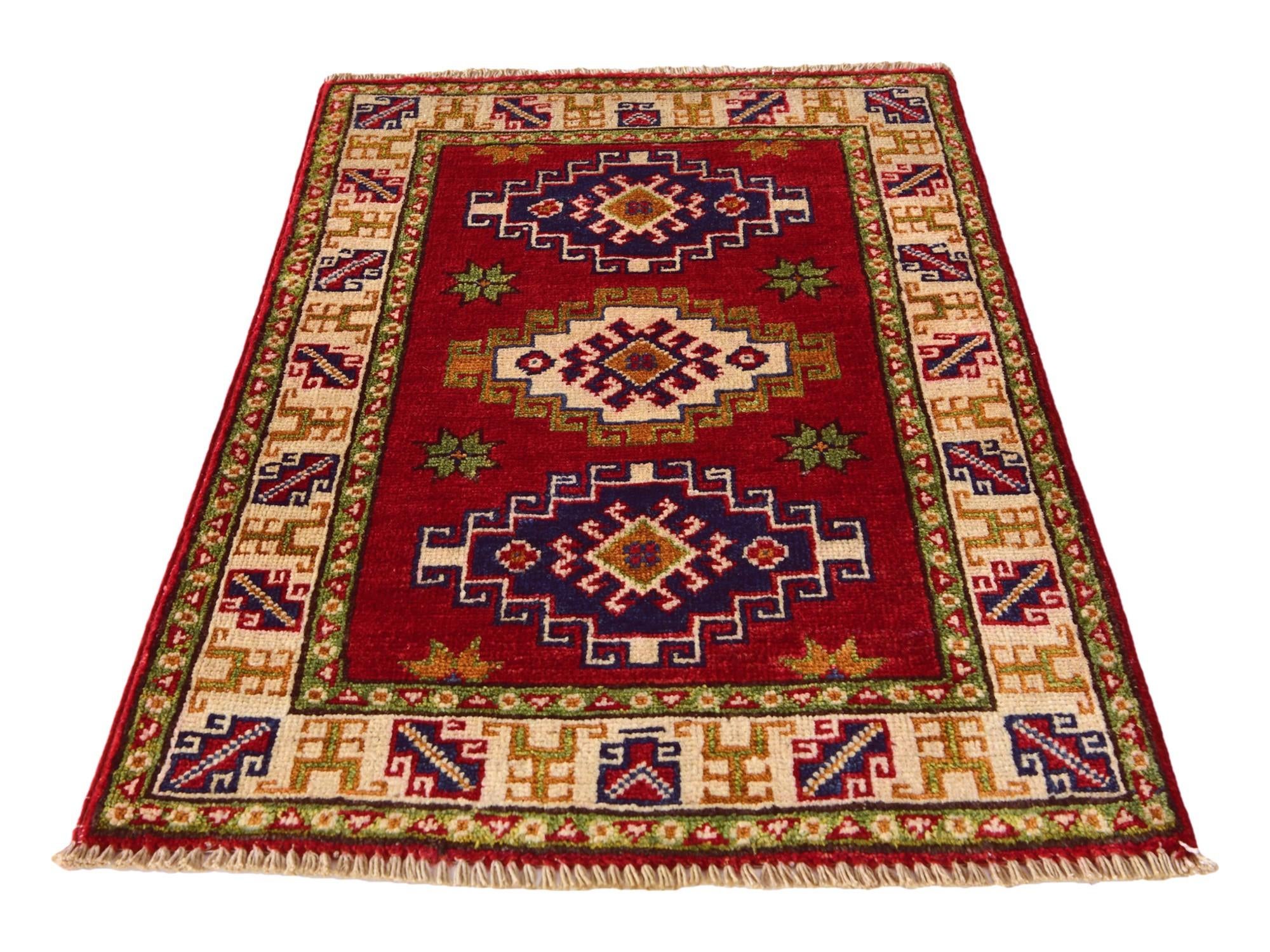 1' 11 x 3' Hand Knotted Kazak Rug