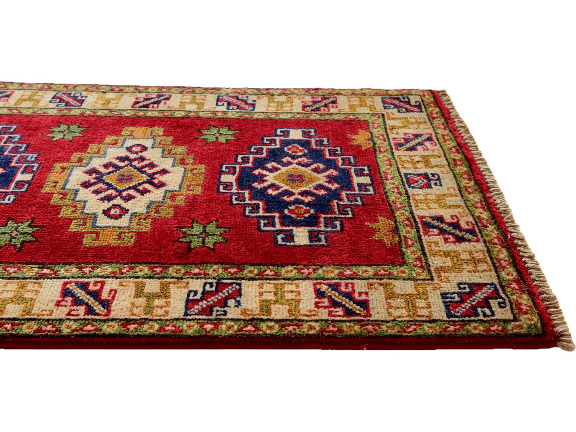 1' 11 x 3' Hand Knotted Kazak Rug