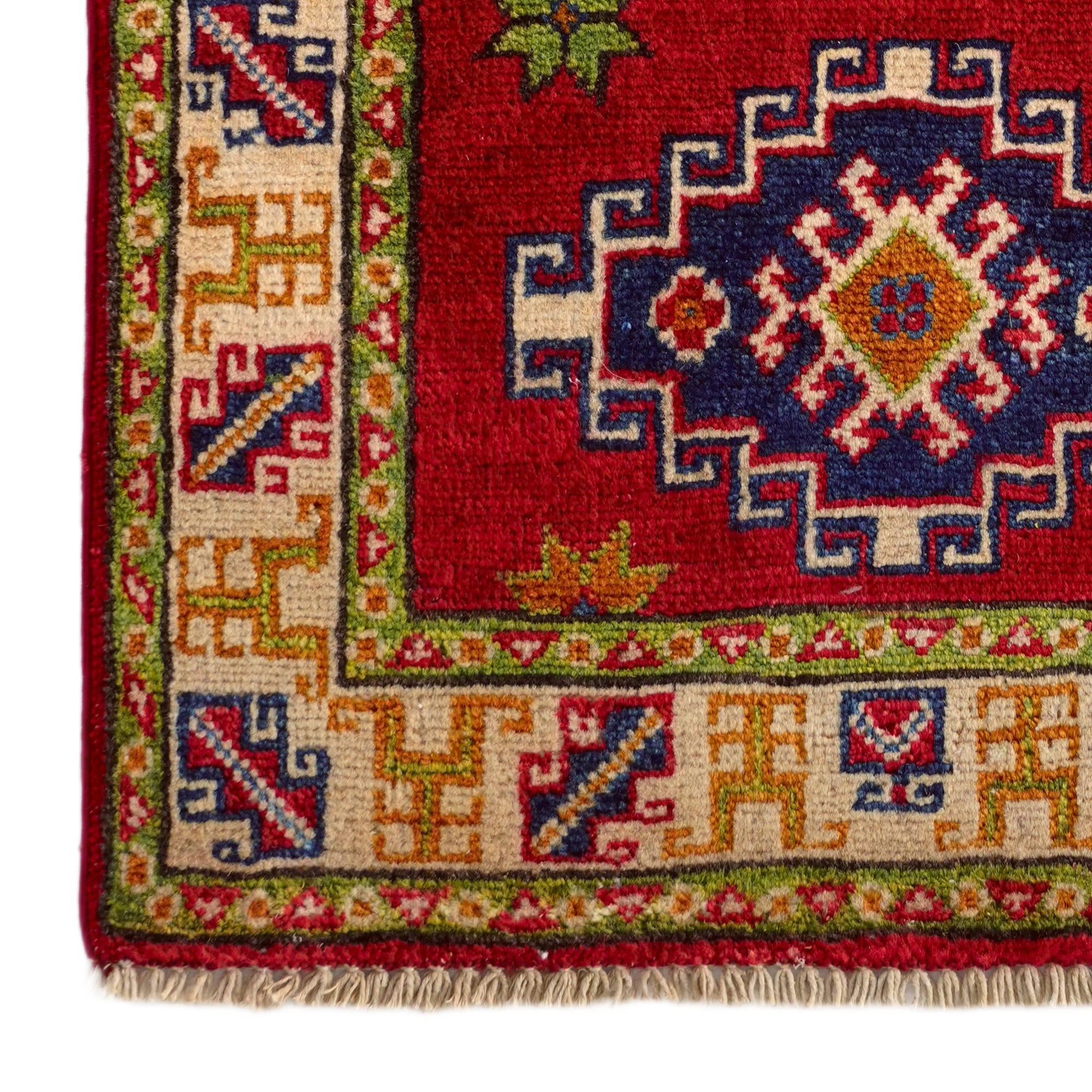 1' 11 x 3' Hand Knotted Kazak Rug