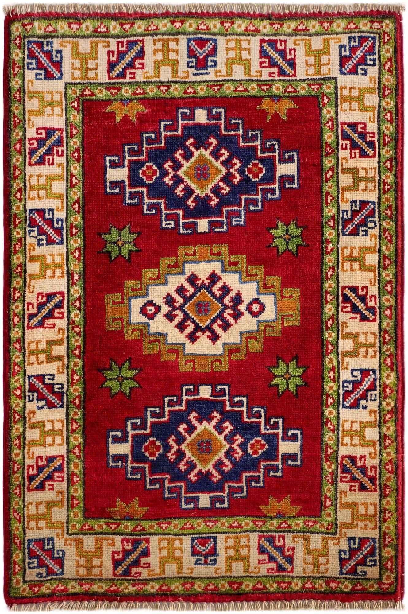 1' 11 x 3' Hand Knotted Kazak Rug