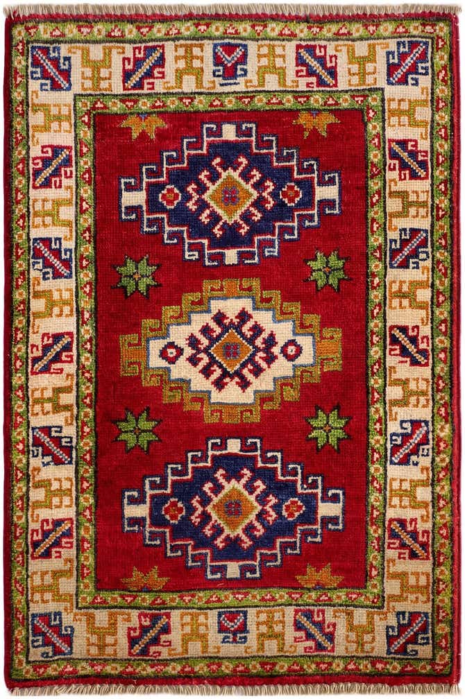 1' 11 x 3' Hand Knotted Kazak Rug