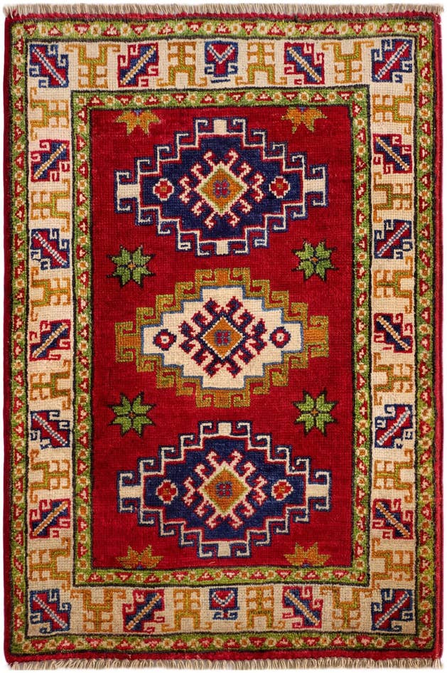 Detail image of 1' 11 x 3' Hand Knotted Kazak Rug