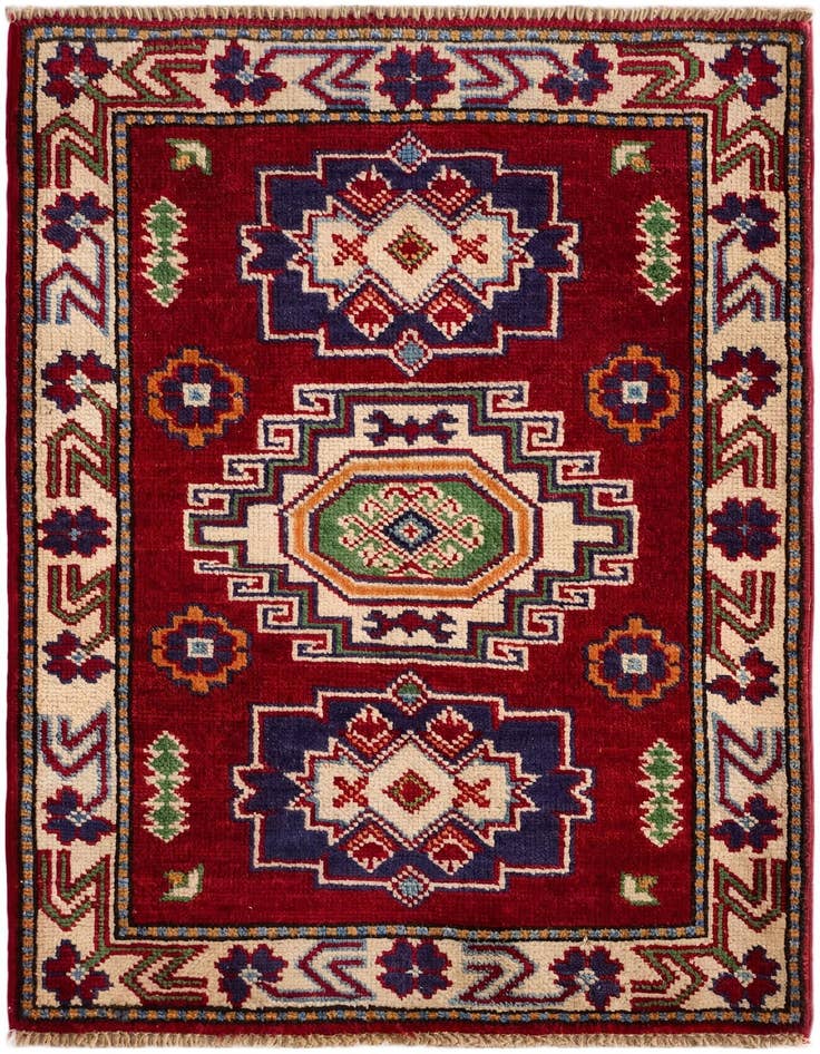 Detail image of 2' 1 x 2' 11 Hand Knotted Kazak Rug