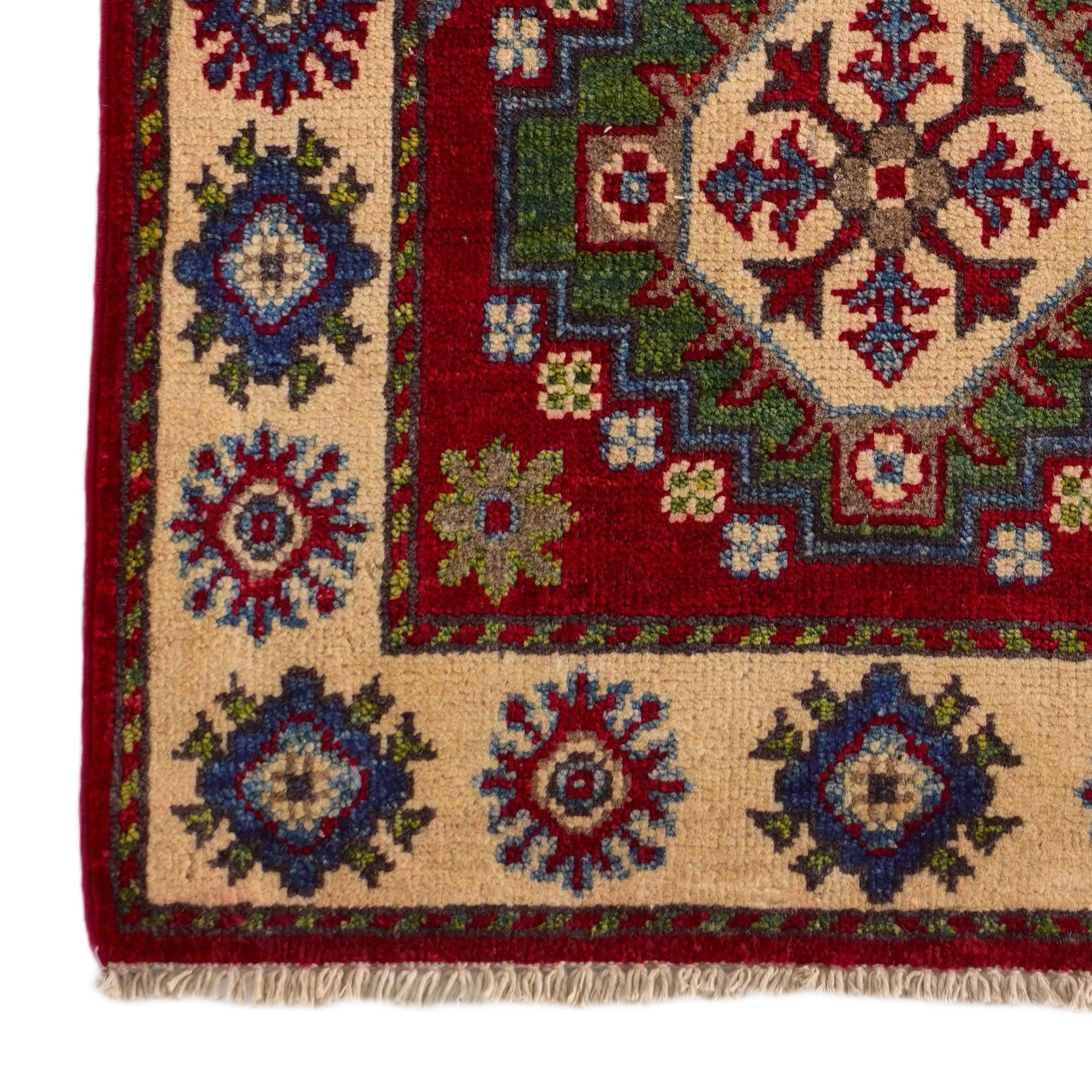 2' x 3' 1 Hand Knotted Kazak Rug