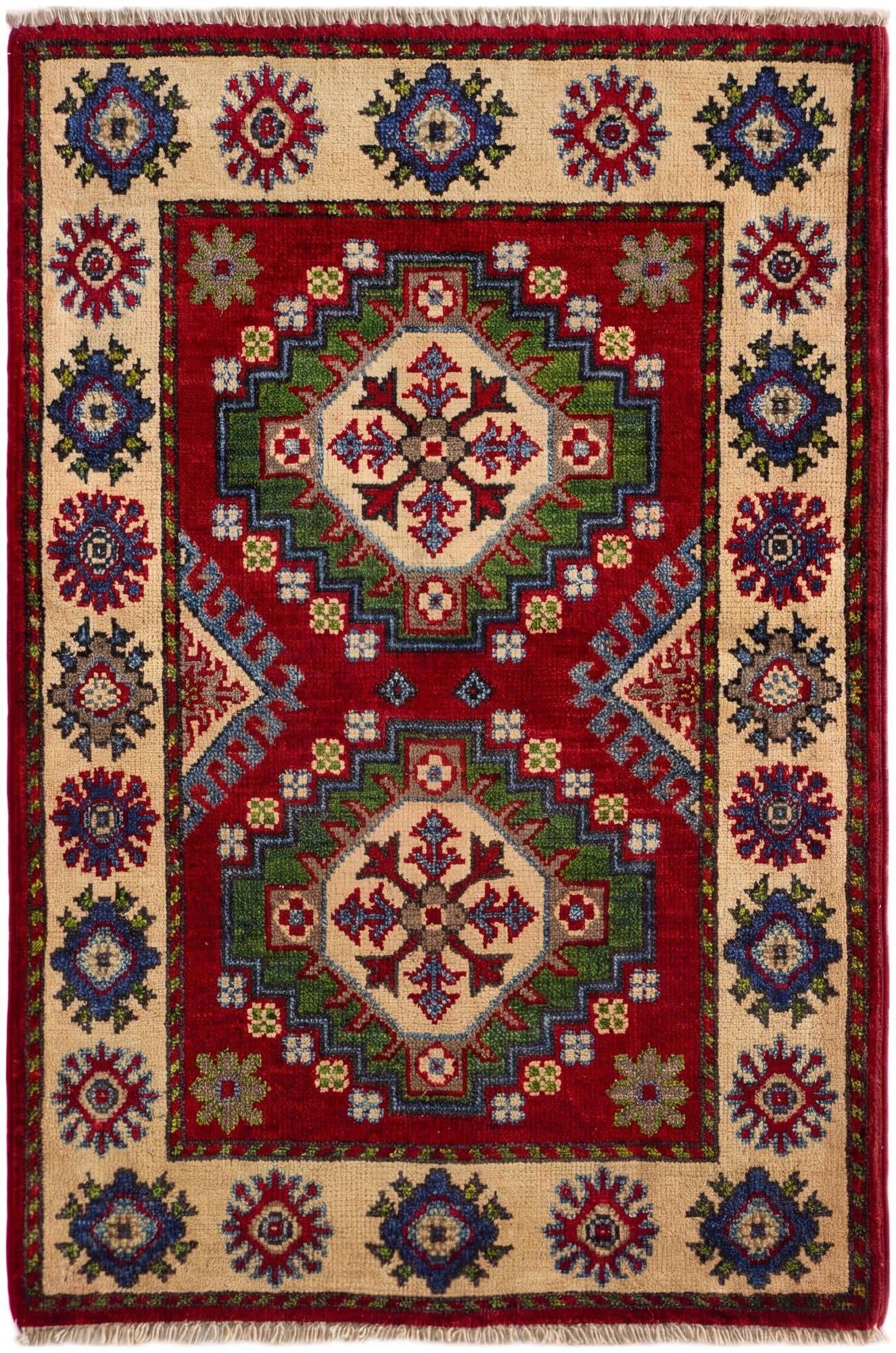 2' x 3' 1 Hand Knotted Kazak Rug