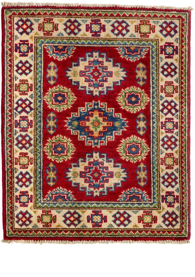 Detail image of 65cm x 90cm anudado a mano Kazak Alfombra