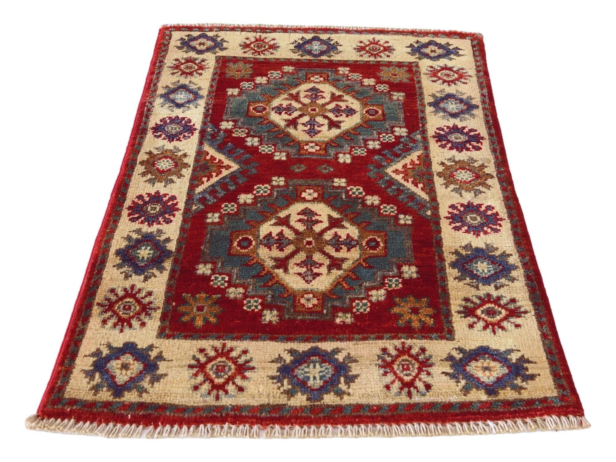 1' 11 x 3' Hand Knotted Kazak Rug