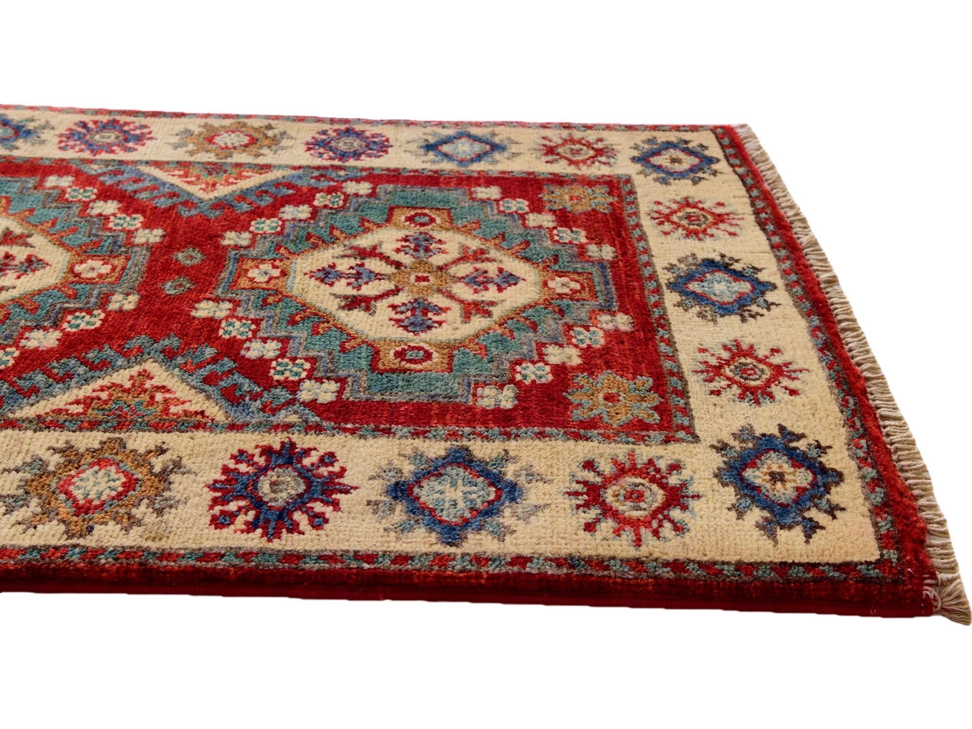 1' 11 x 3' Hand Knotted Kazak Rug