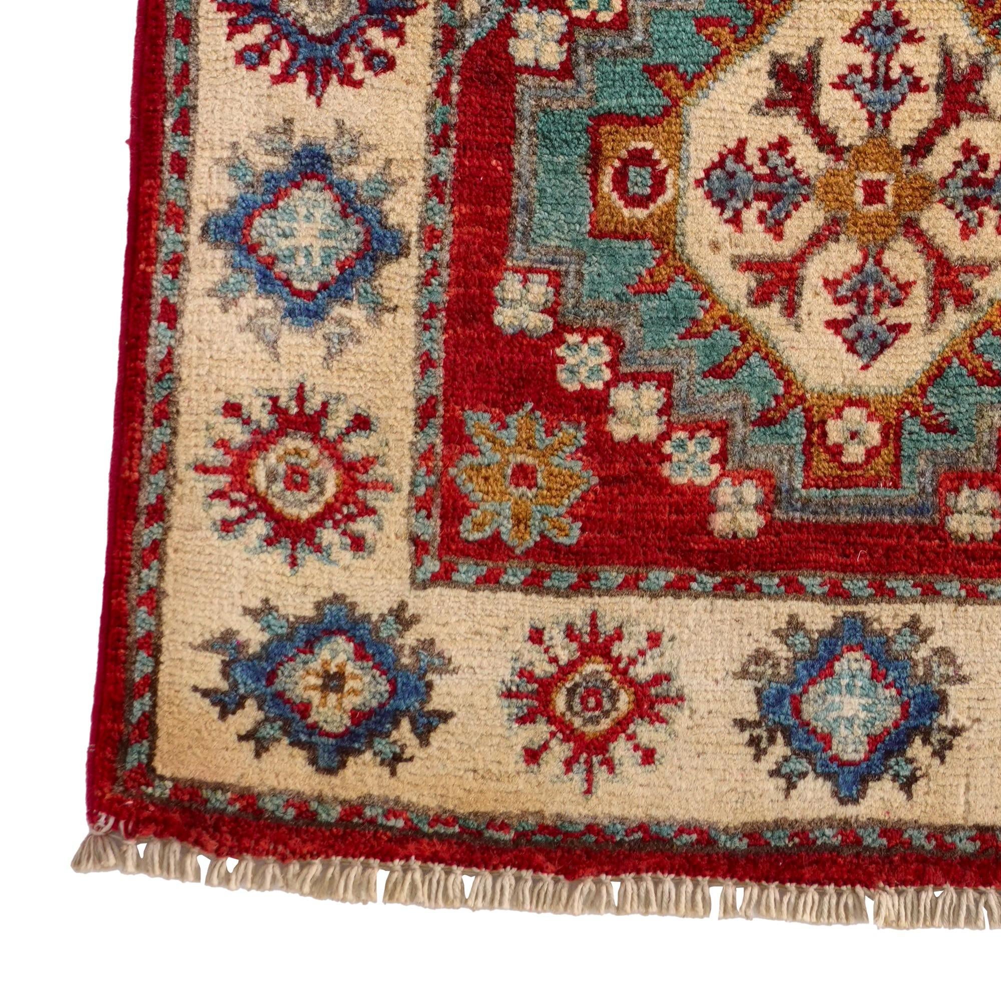 1' 11 x 3' Hand Knotted Kazak Rug