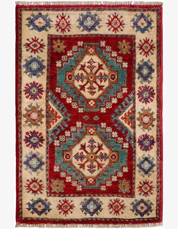 1' 11 x 3' Hand Knotted Kazak Rug
