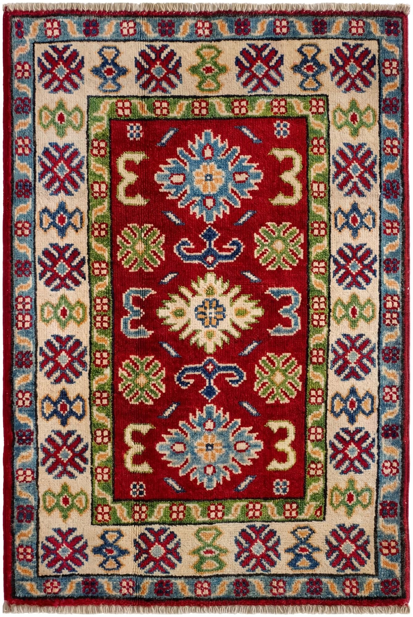 2' x 3' 1 Hand Knotted Kazak Rug