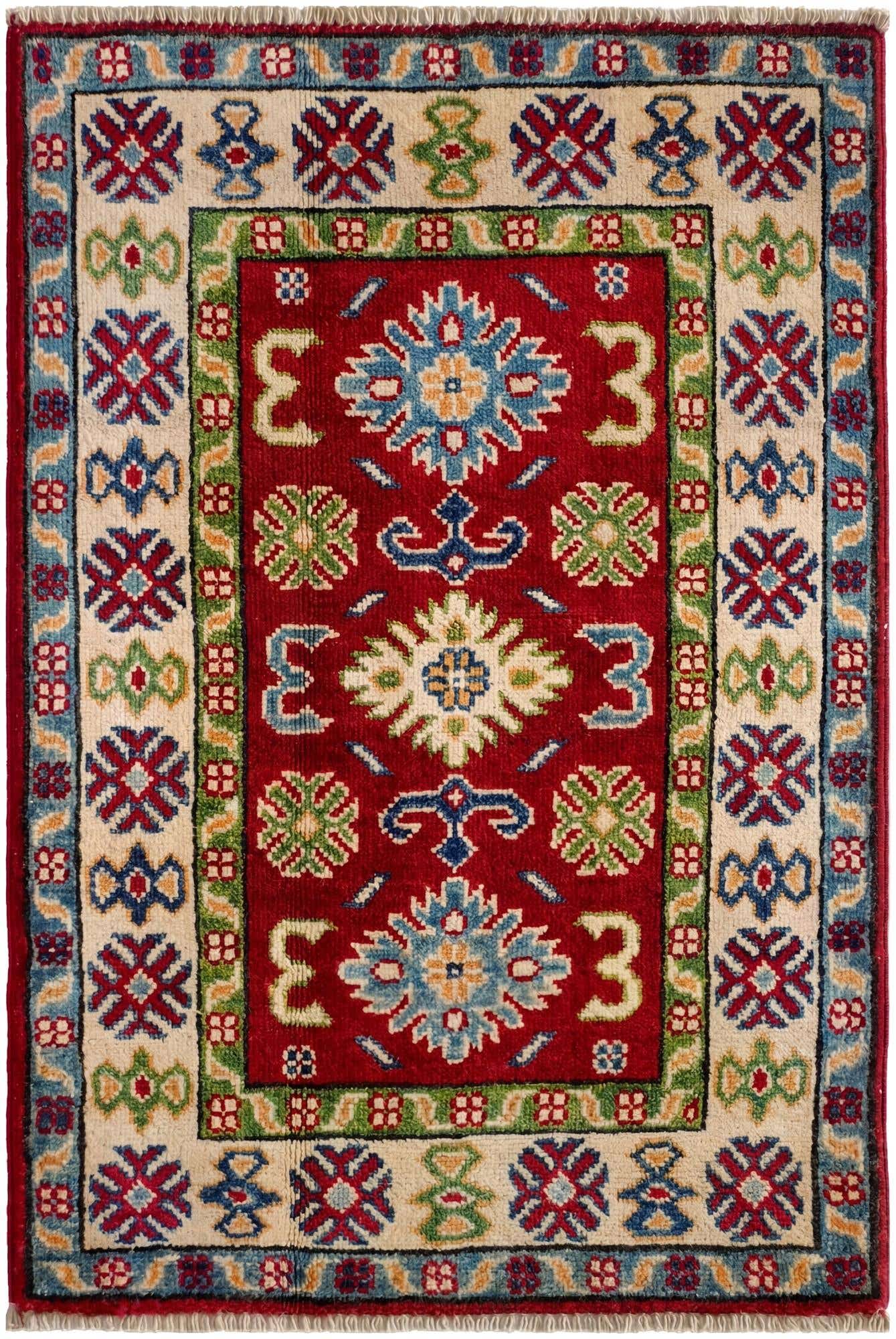 2' x 3' 1 Hand Knotted Kazak Rug
