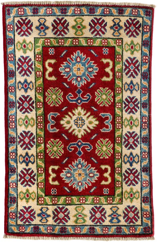 Detail image of 60cm x 95cm anudado a mano Kazak Alfombra