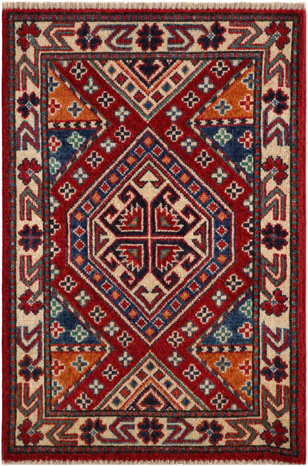 Detail image of 60cm x 90cm anudado a mano Kazak Alfombra