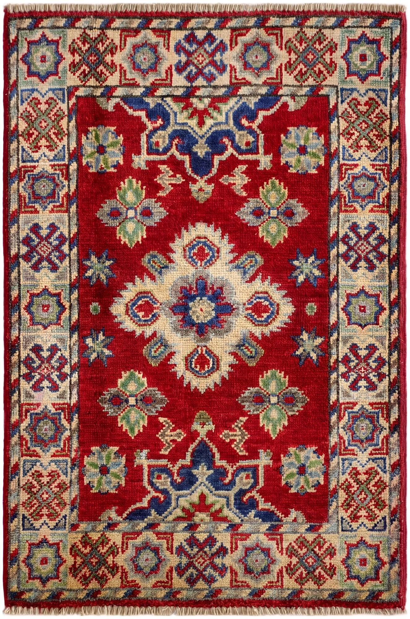 2' x 3' 1 Hand Knotted Kazak Rug