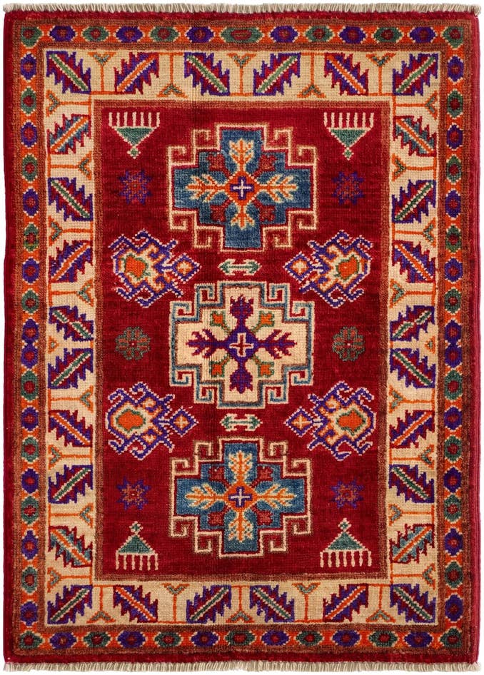 Detail image of 2' 1 x 2' 11 Hand Knotted Kazak Rug