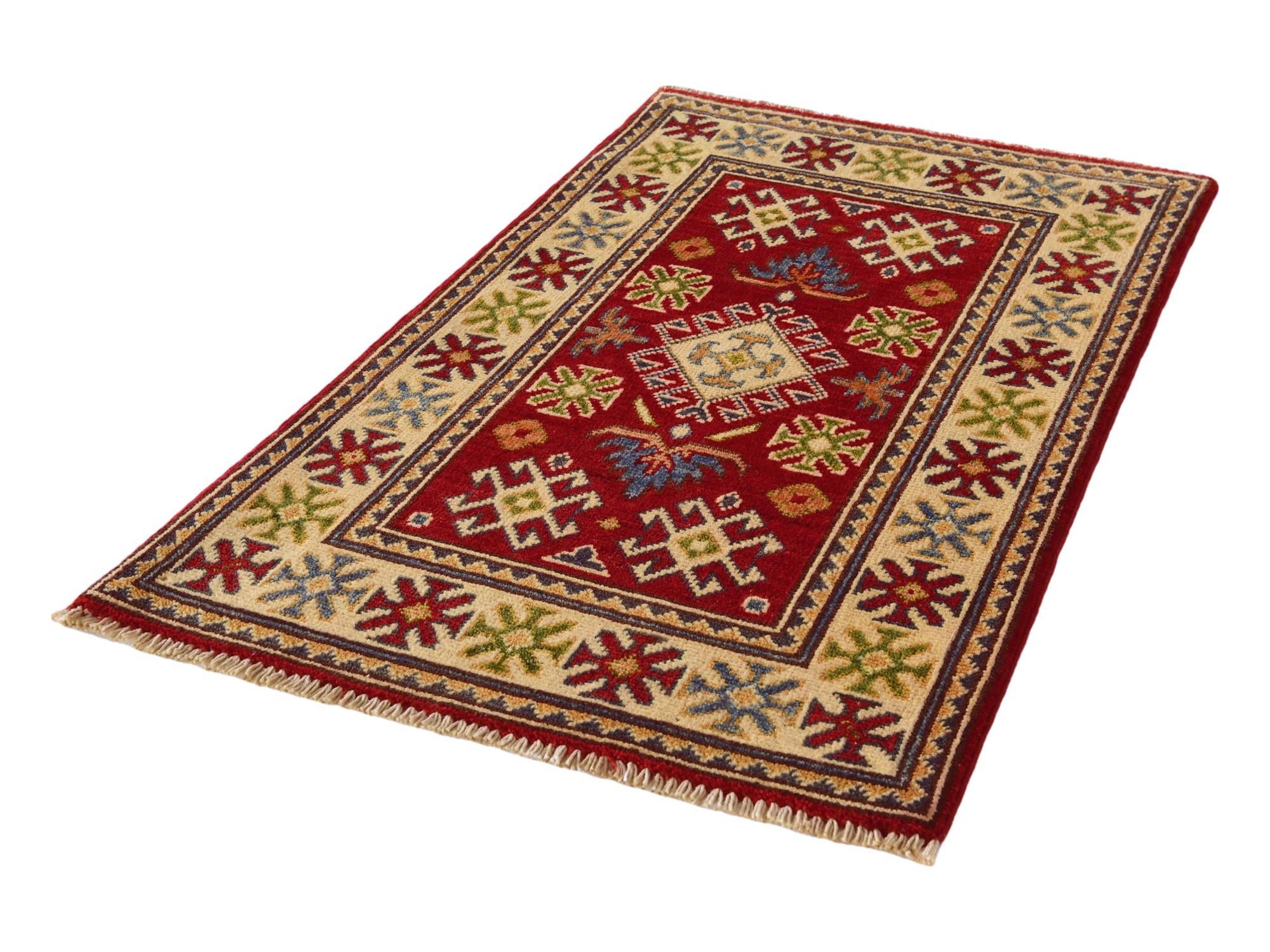 1' 11 x 3' 3 Hand Knotted Kazak Rug