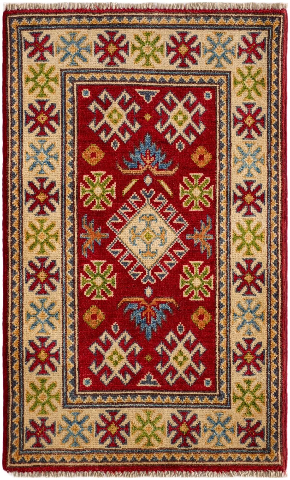 1' 11 x 3' 3 Hand Knotted Kazak Rug