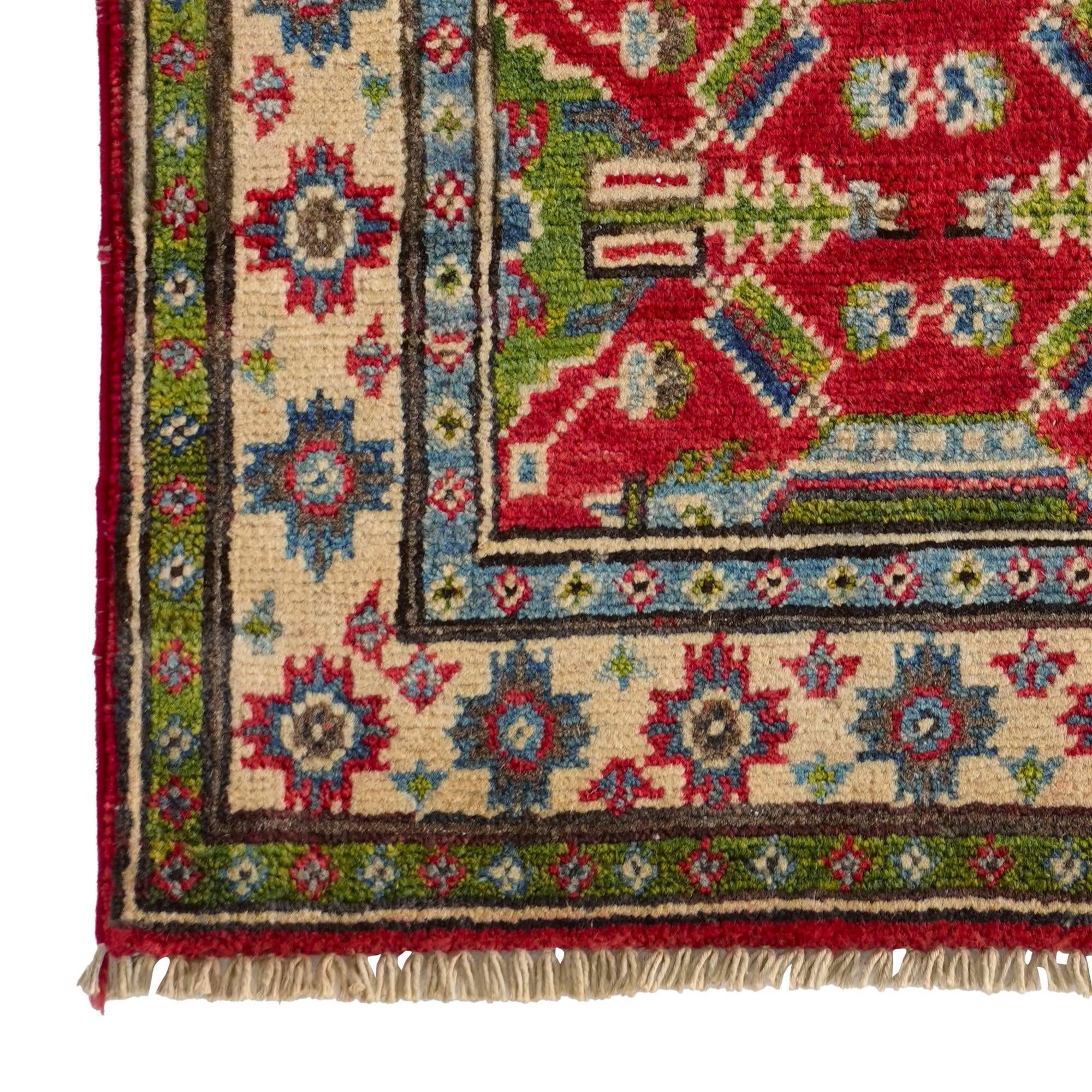 1' 11 x 3' 2 Hand Knotted Kazak Rug