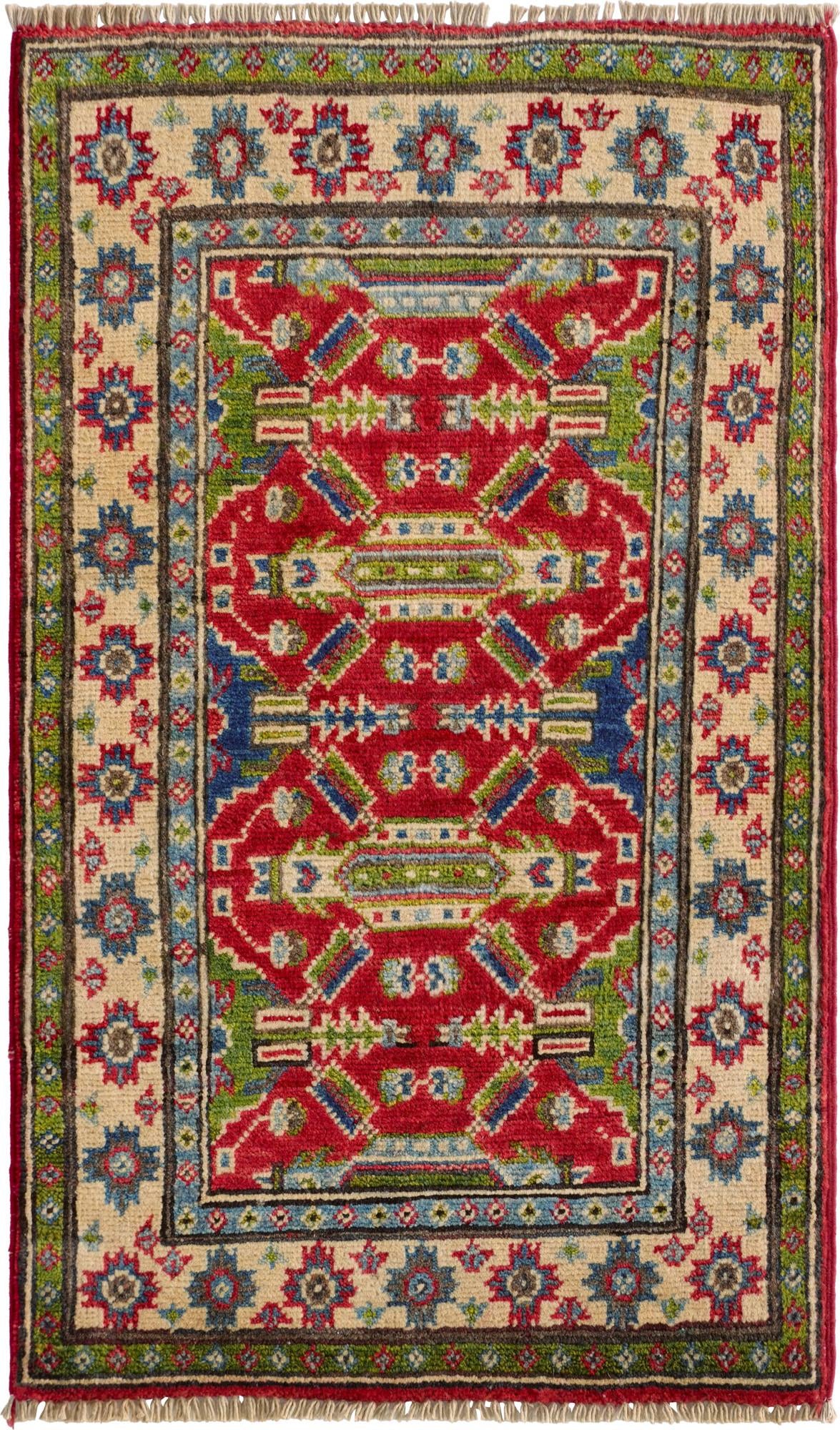 1' 11 x 3' 2 Hand Knotted Kazak Rug