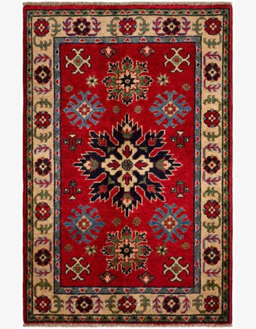 2' 7 x 4' Hand Knotted Kazak Rug