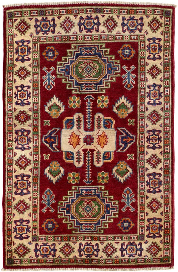 Detailansicht von 85cm x 130cm Handgeknüpft Kazak Teppich
