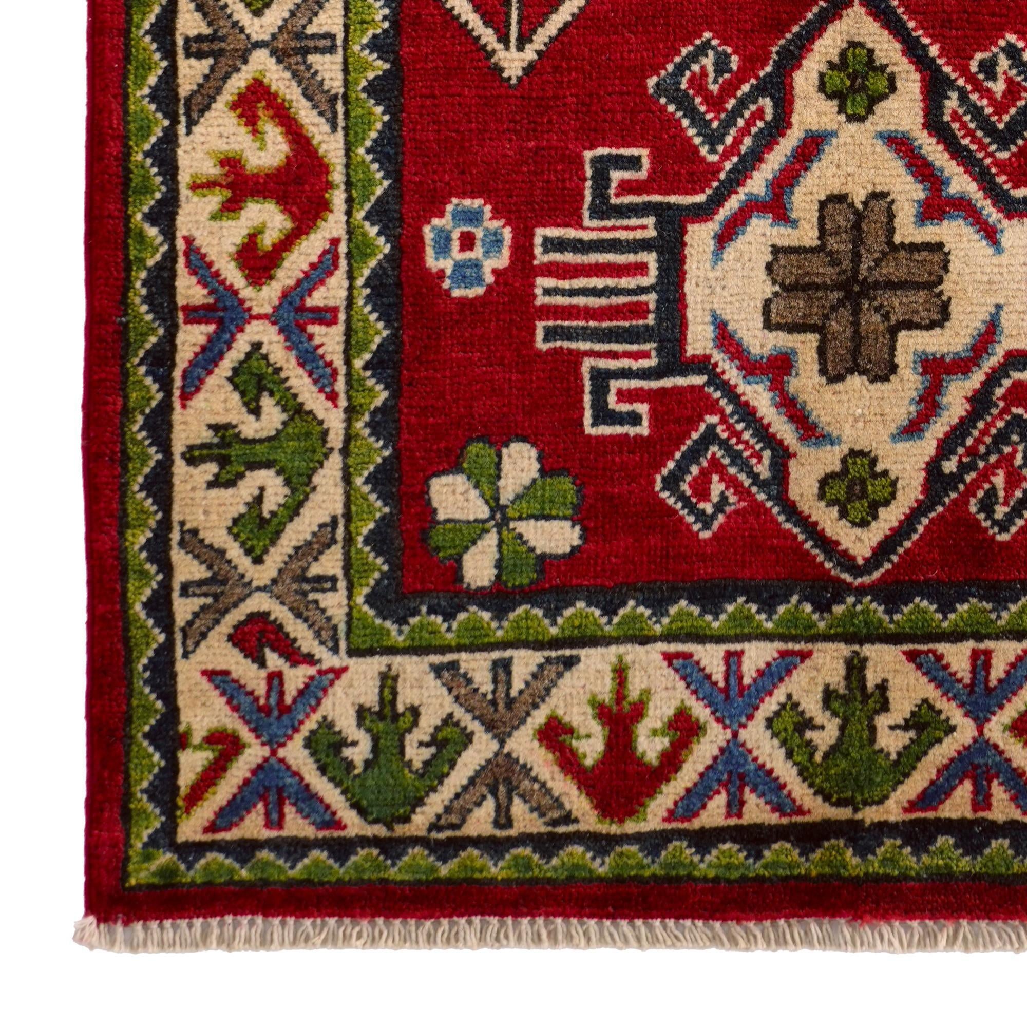 2' 6 x 4' Hand Knotted Kazak Rug