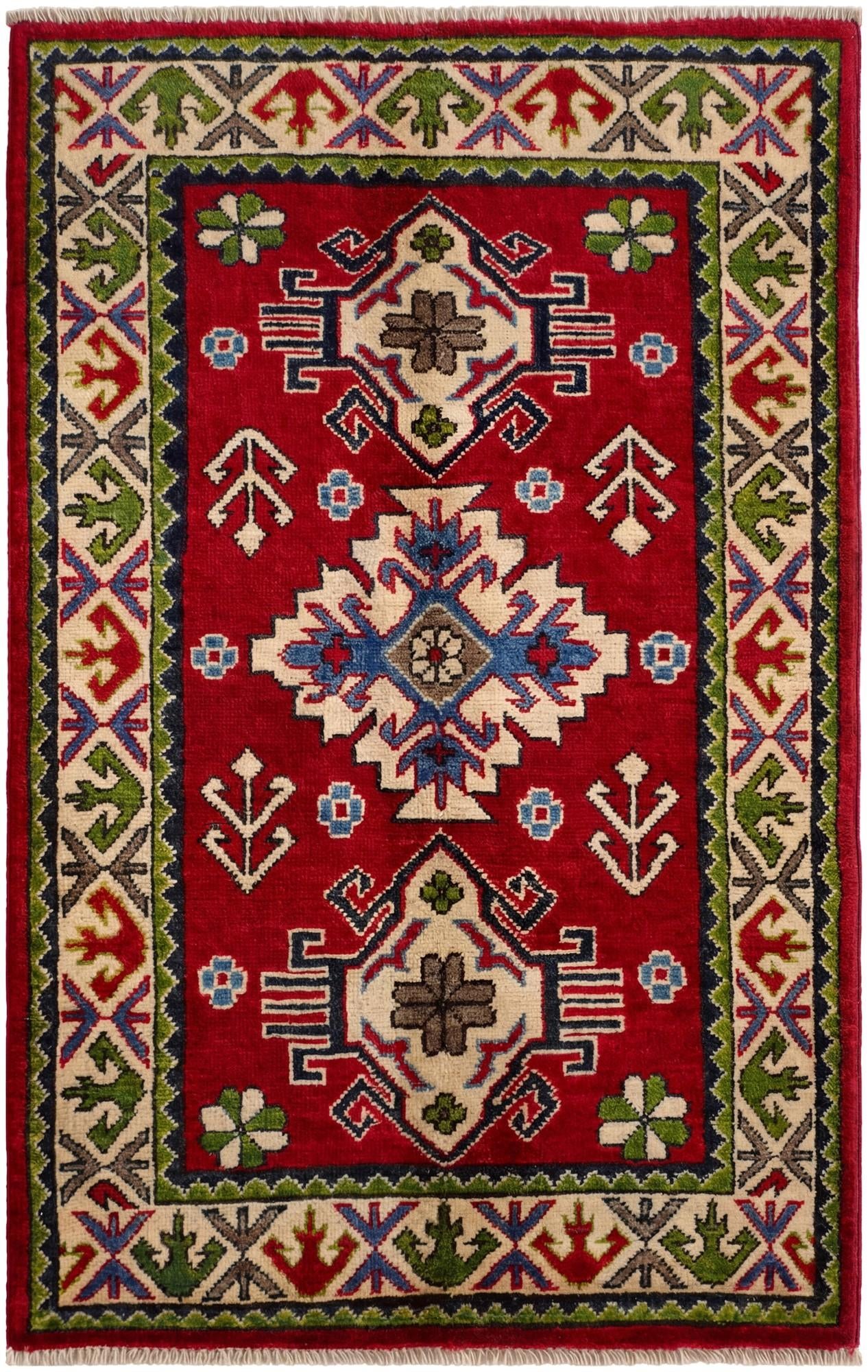 2' 6 x 4' Hand Knotted Kazak Rug