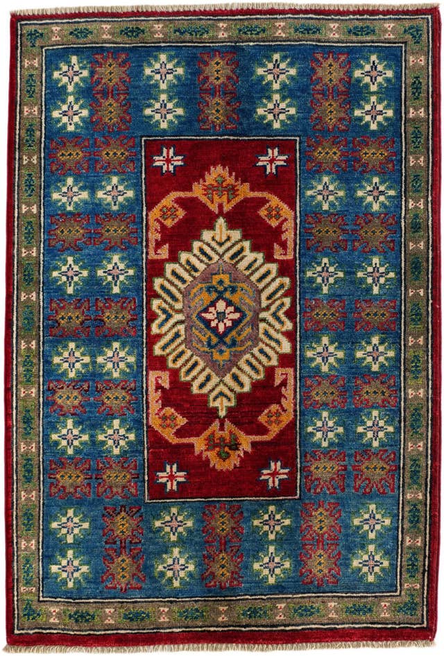 Detail image of 80cm x 115cm anudado a mano Kazak Alfombra