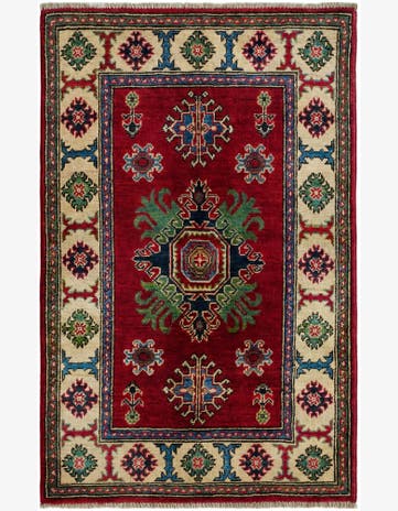 2' 7 x 4' Hand Knotted Kazak Rug