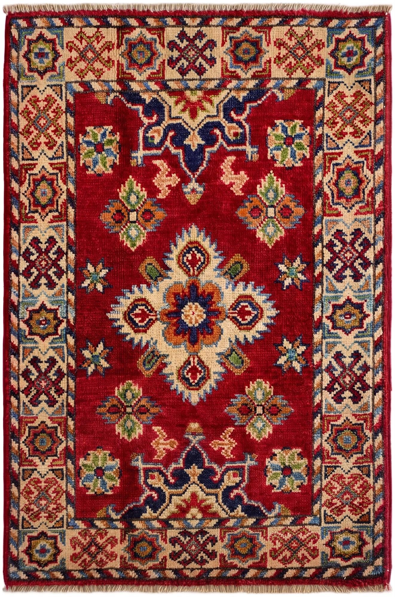 2' x 3' 1 Hand Knotted Kazak Rug