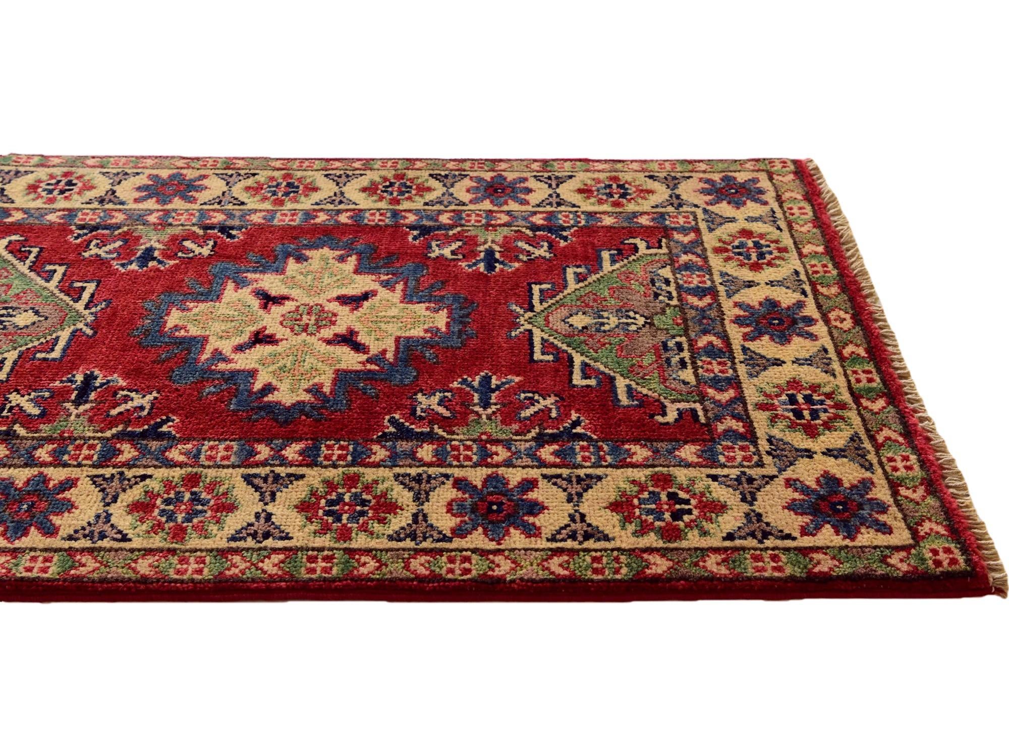1' 11 x 3' Hand Knotted Kazak Rug