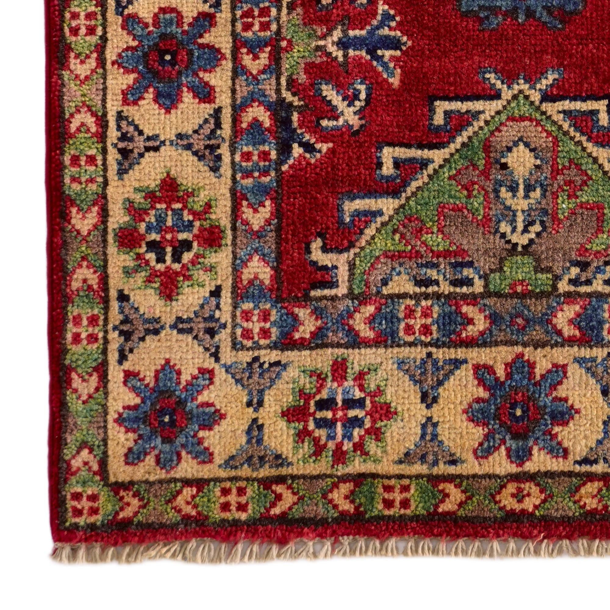 1' 11 x 3' Hand Knotted Kazak Rug