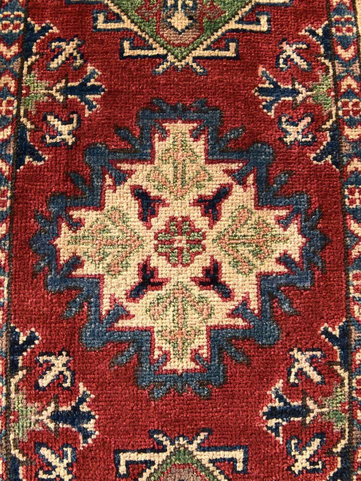 1' 11 x 3' Hand Knotted Kazak Rug