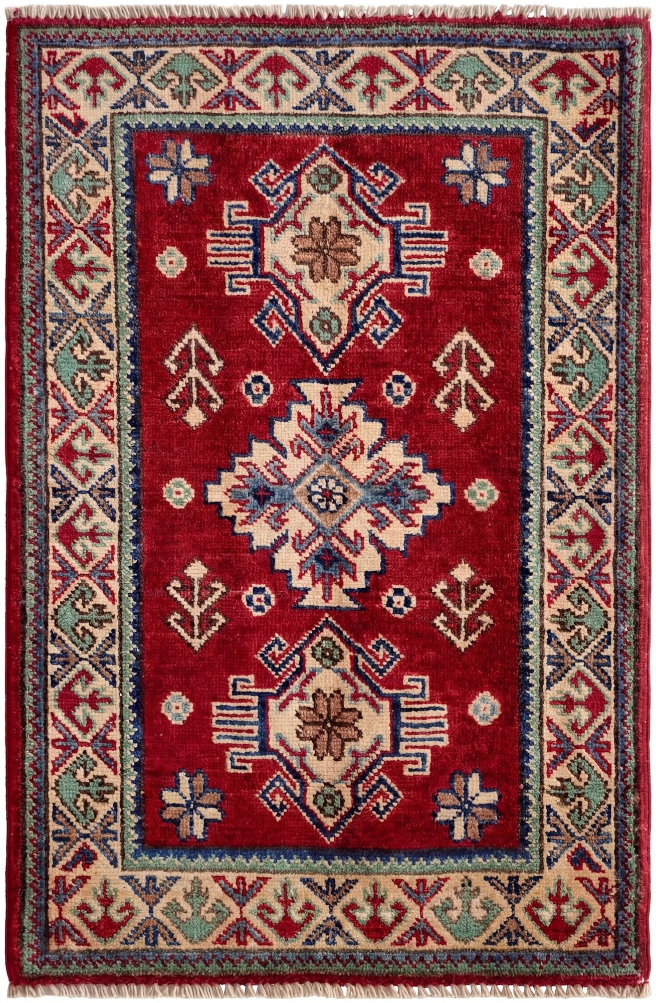 2' x 3' 1 Hand Knotted Kazak Rug