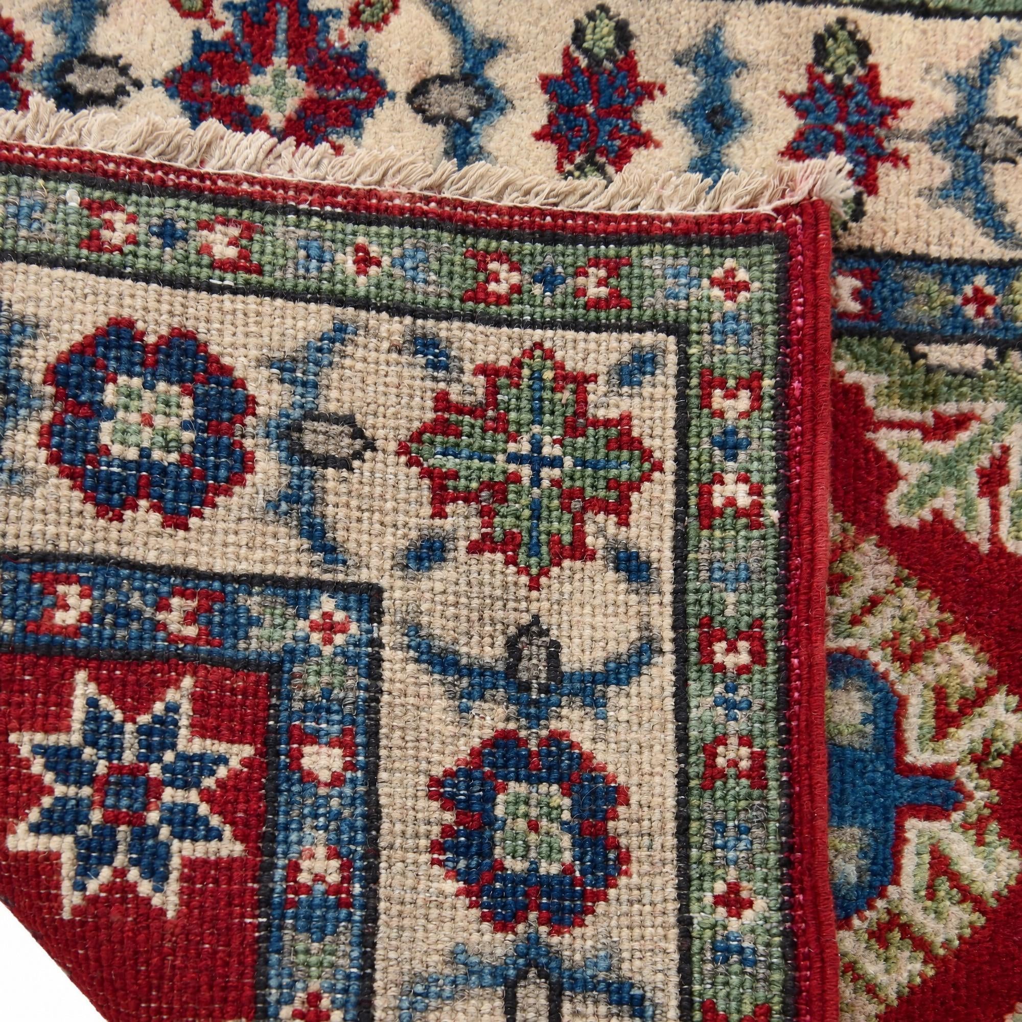 60cm x 85cm anudado a mano Kazak Alfombra