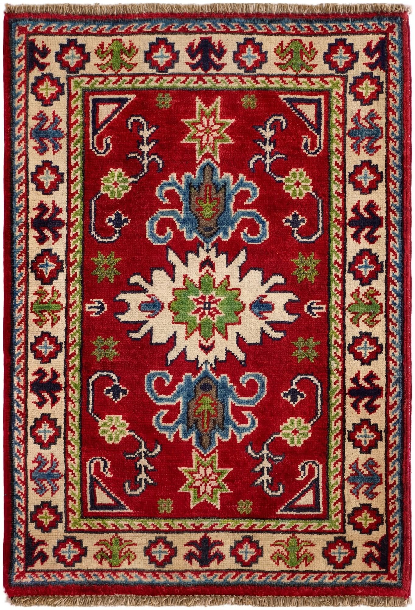 2' 1 x 3' Hand Knotted Kazak Rug