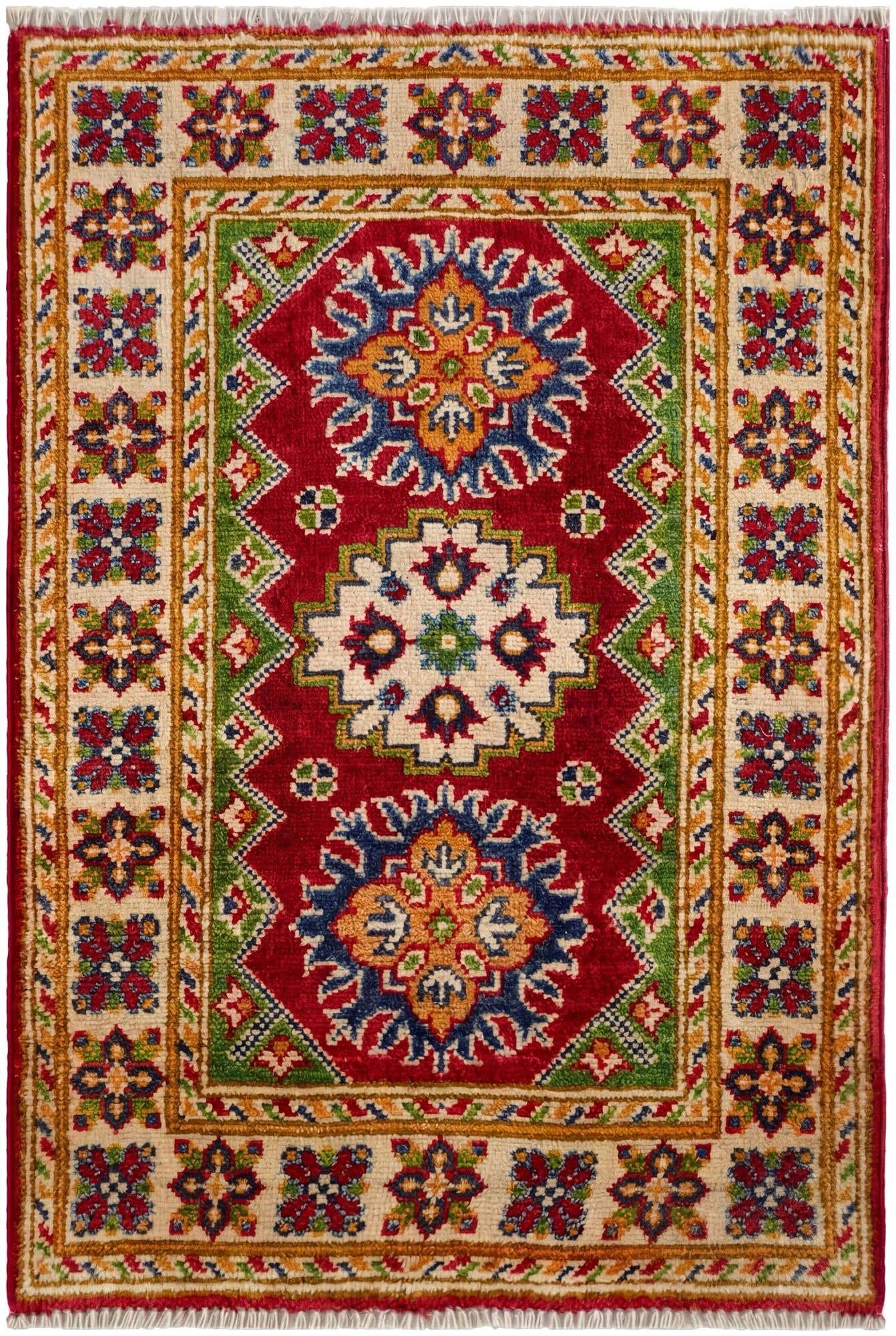 1' 11 x 3' Hand Knotted Kazak Rug