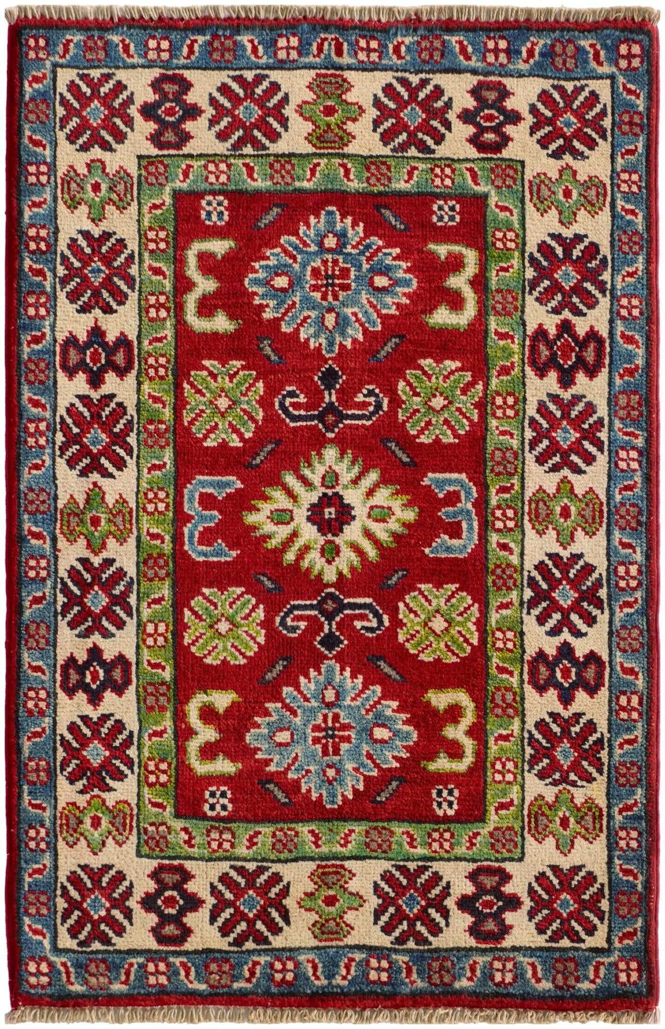 1' 11 x 3' Hand Knotted Kazak Rug