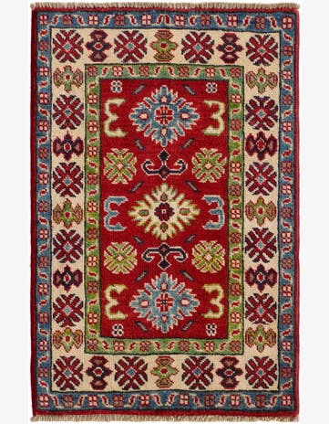 1' 11 x 3' Hand Knotted Kazak Rug