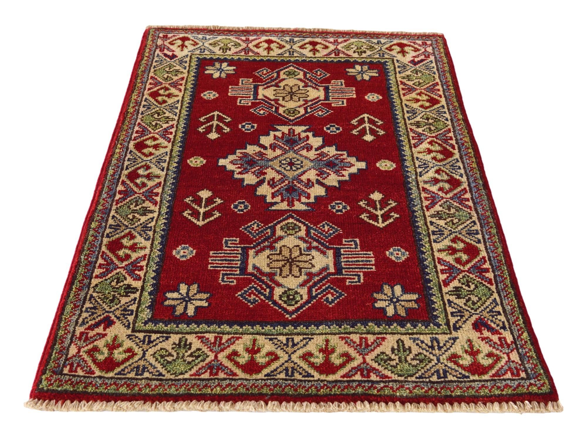 2' x 3' 1 Hand Knotted Kazak Rug