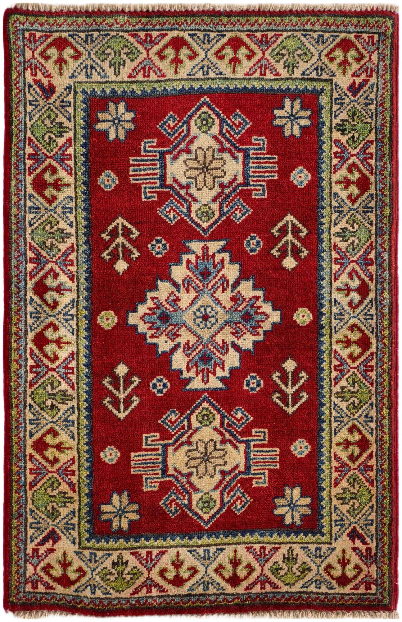 2' x 3' 1 Hand Knotted Kazak Rug