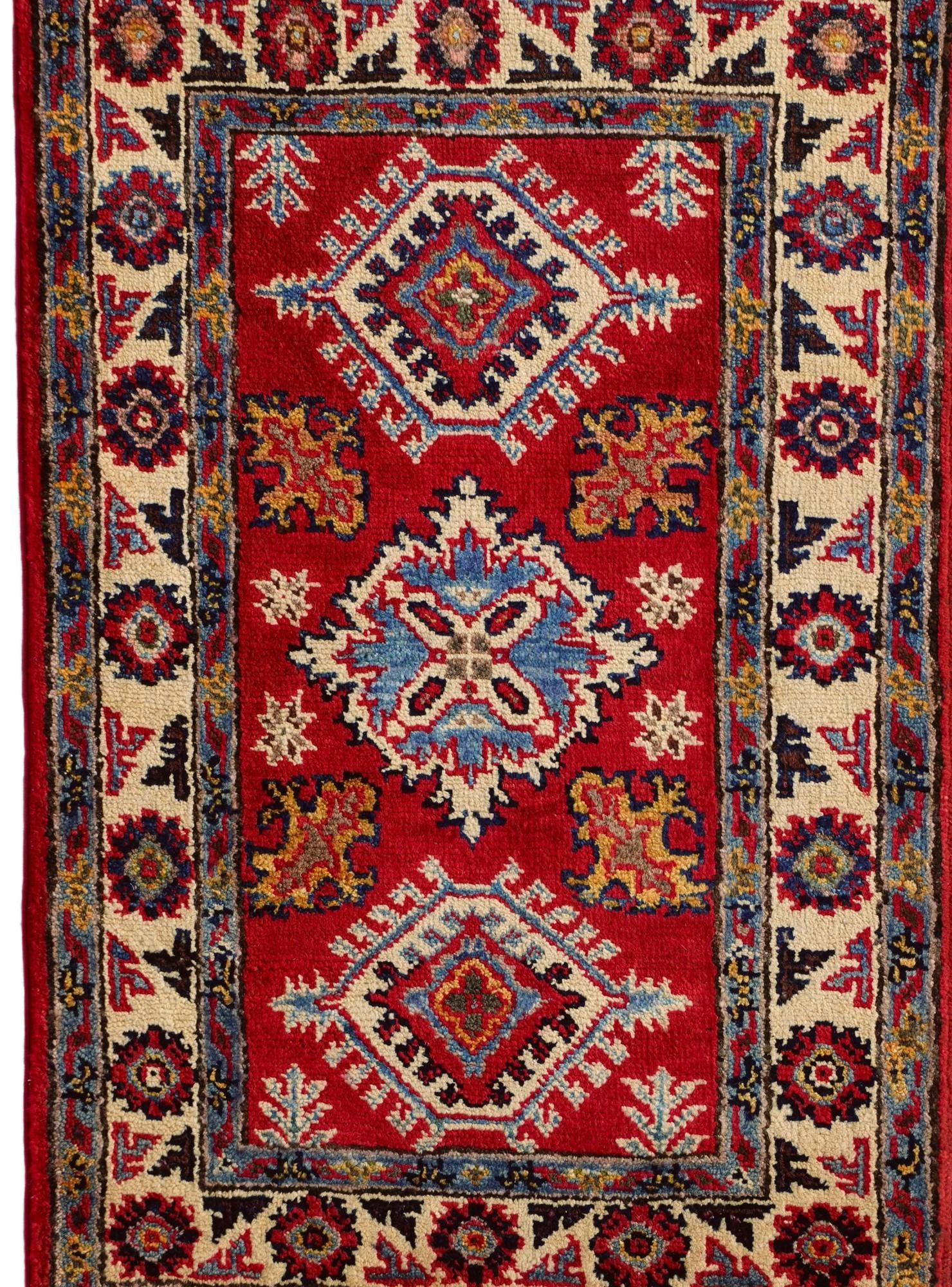 1' 11 x 3' Hand Knotted Kazak Rug