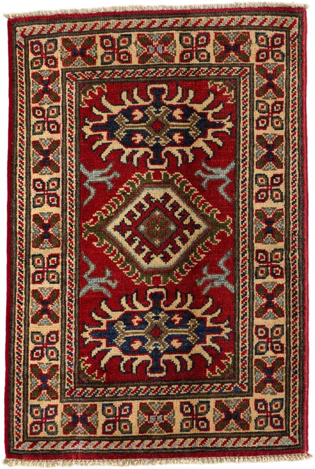Detail image of 60cm x 90cm anudado a mano Kazak Alfombra