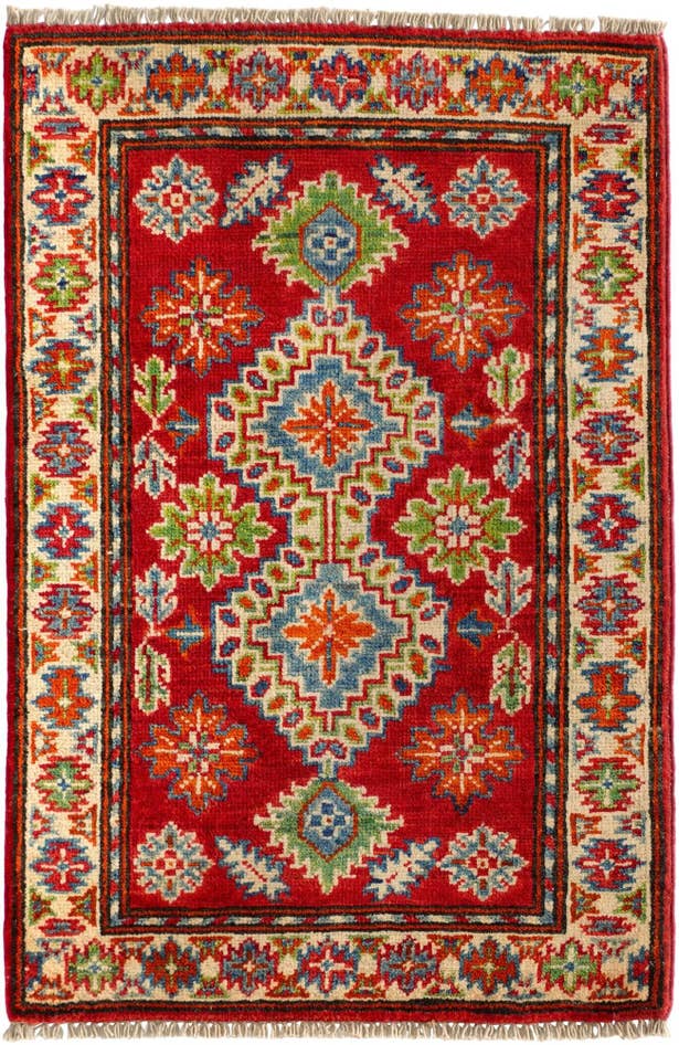 Detail image of 60cm x 95cm anudado a mano Kazak Alfombra