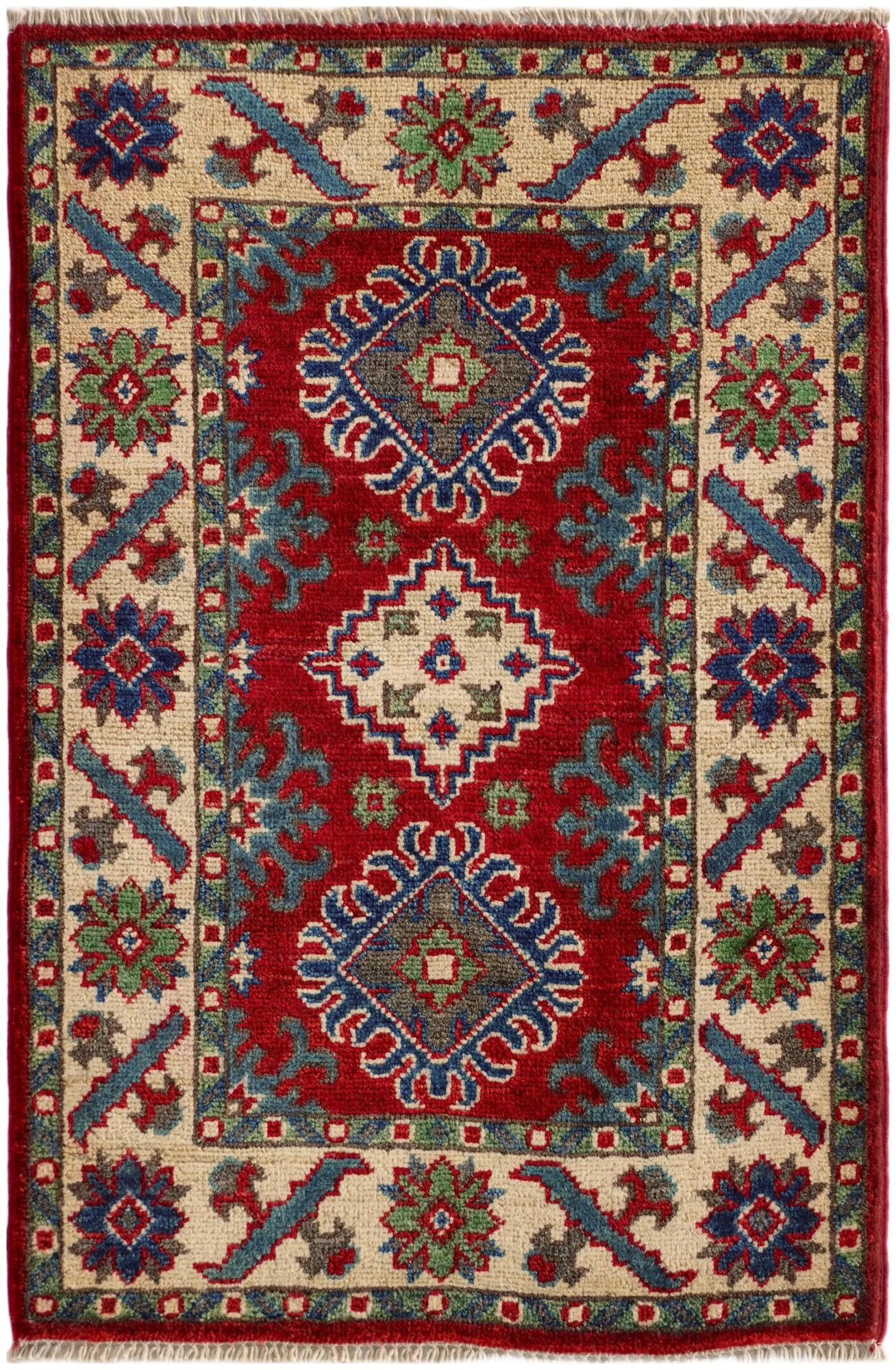 2' x 3' 1 Hand Knotted Kazak Rug