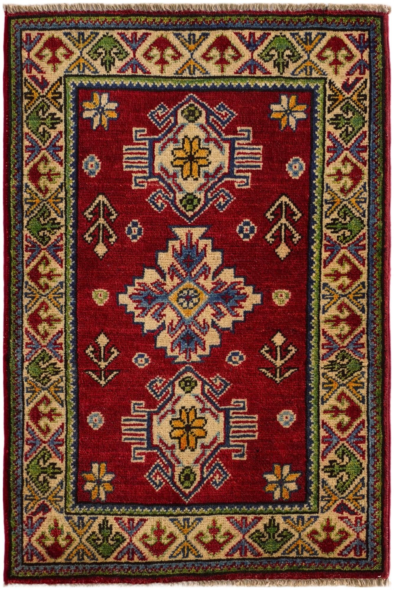 2' x 3' 1 Hand Knotted Kazak Rug