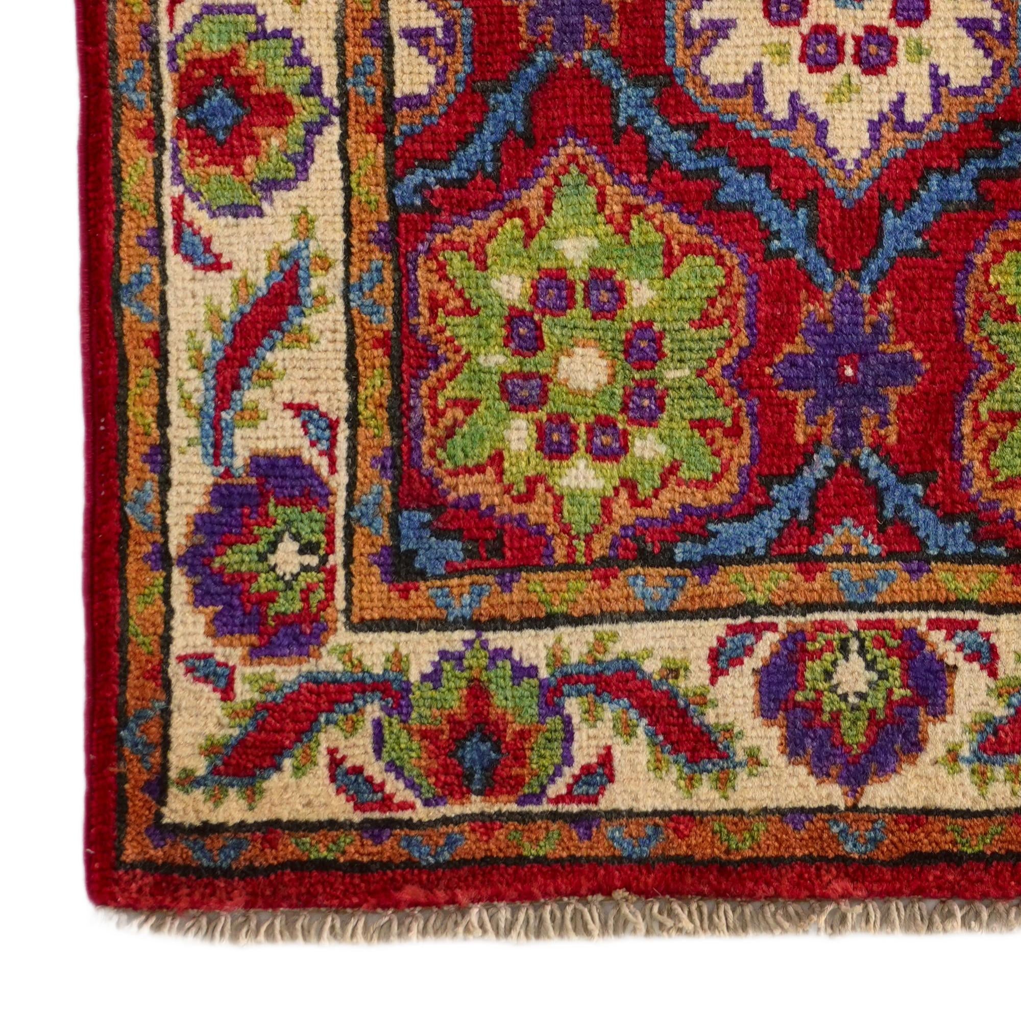 1' 11 x 3' Hand Knotted Kazak Rug